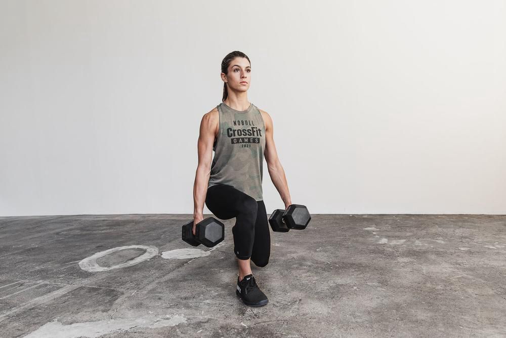 NOBULL Women's Crossfit Games® 2021 High-Neck Tank Tops - Army Green Camo - Ireland (6794QSUYG)